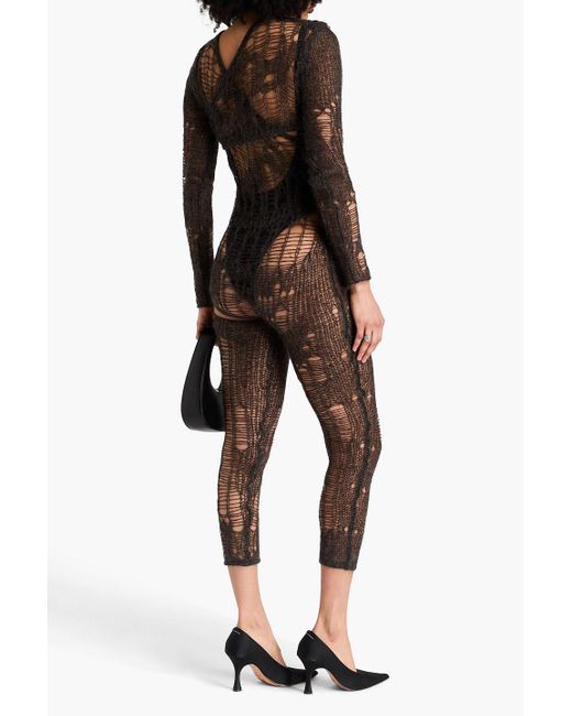 Rick Owens Black Spider ziggy convertible brushed open-knit jumpsuit