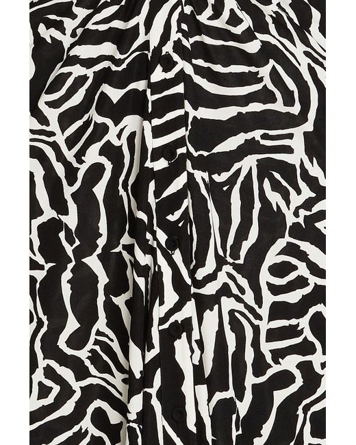 Diane von Furstenberg Black Sheska Ruched Zebra-print Jersey Shirt Dress