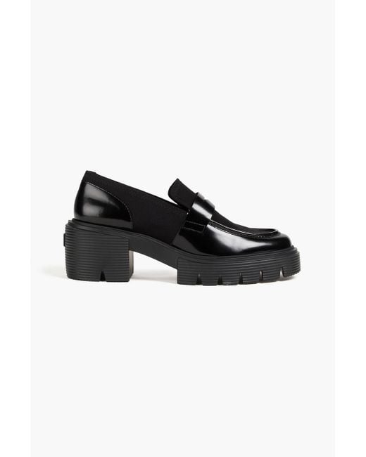 Stuart Weitzman Black Loafers "soho" aus gabardine und glanzleder