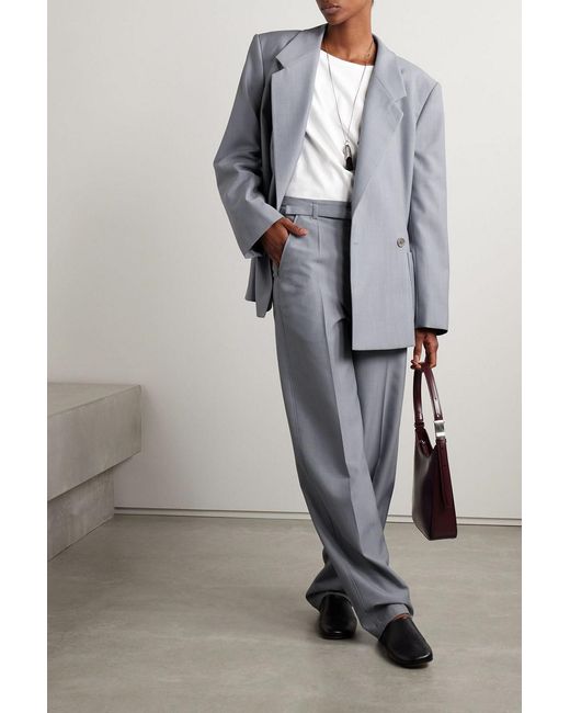 Lemaire Gray Double-Breasted Woven Blazer