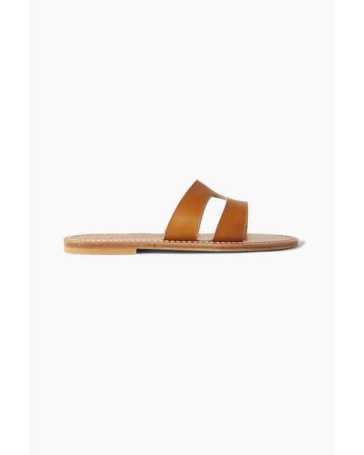 K. Jacques White Menandre Cutout Leather Slides