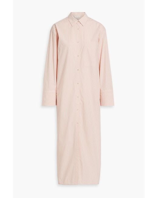By Malene Birger Pink Perros Striped Cotton-Poplin Maxi Shirt Dress