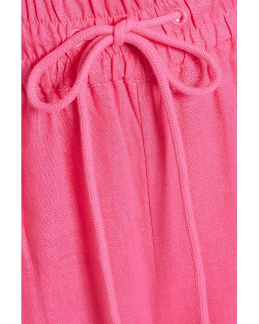 FRAME Pink Linen-blend Wide-leg Pants