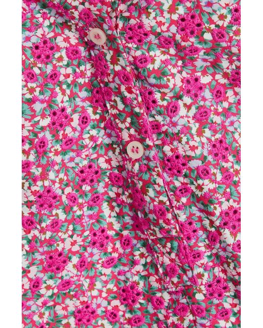 Maje Pink Bluse aus baumwolle mit lochstickerei und floralem print