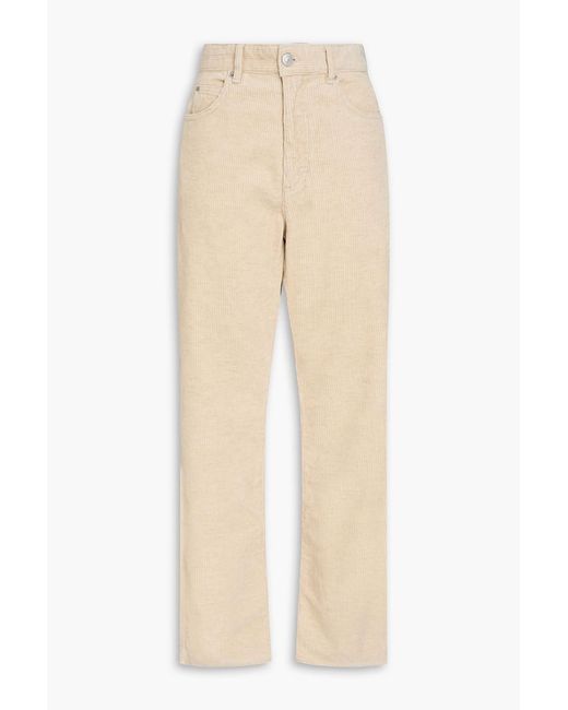 Isabel Marant Natural Rwan Cotton And Linen-blend Corduroy Wide-leg Pants