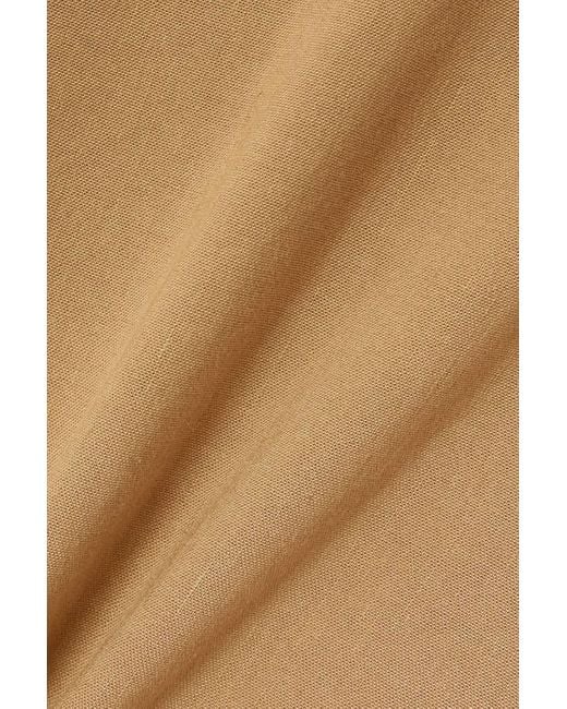 Veronica Beard Natural Arwen Belted Pleated Linen-blend Midi Skirt