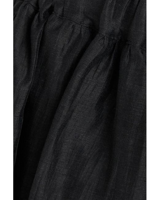 Sandro Black Linen-Blend Organza Mini Skirt