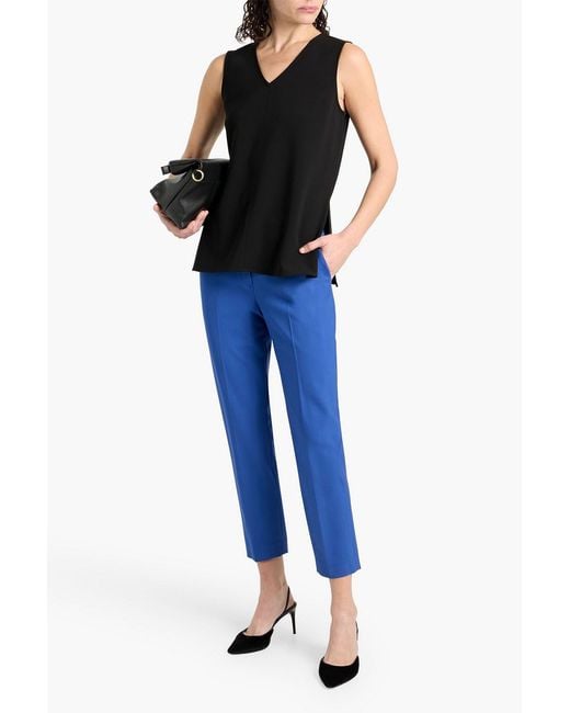 Theory Blue Treeca 2 Cropped Wool-Blend Slim-Leg Pants