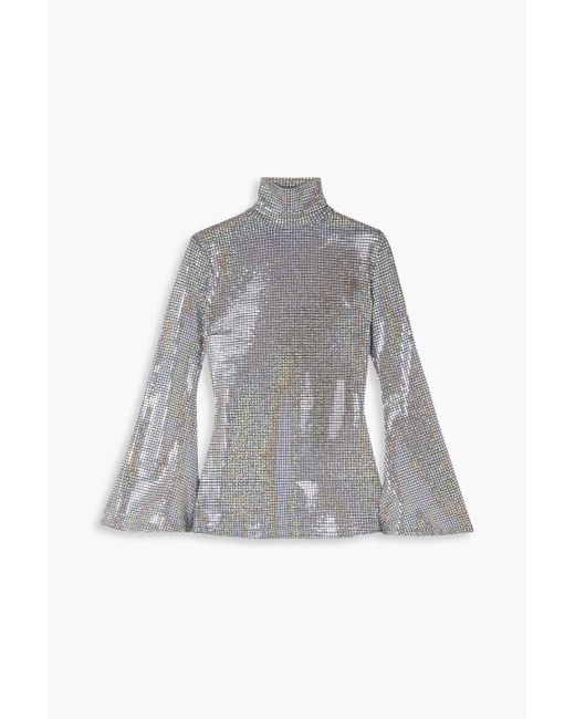 Dodo Bar Or Gray Amaliya Sequined Stretch-jersey Turtleneck Top