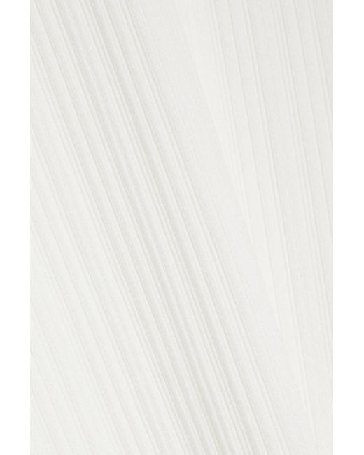 Helmut Lang White Cutout Ribbed Jersey Top