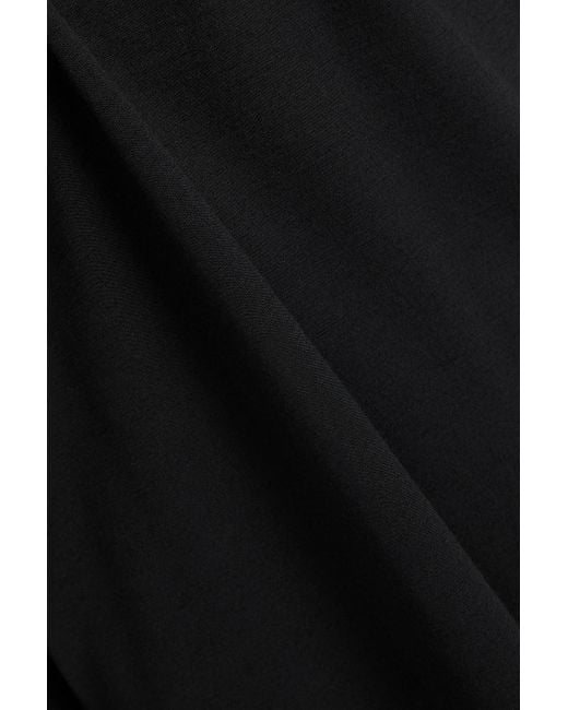 Brunello Cucinelli Black Midikleid aus jersey aus einer wollmischung mit cut-outs und zierperlen