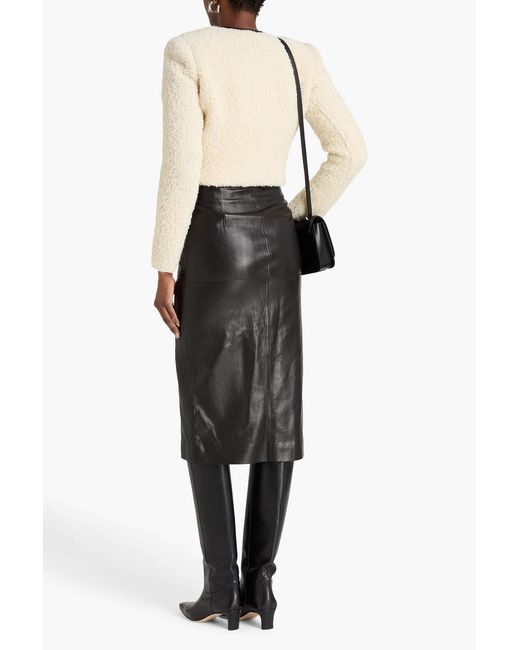 Isabel Marant Natural Gradilia Leather-Trimmed Wool-Blend Bouclé Jacket