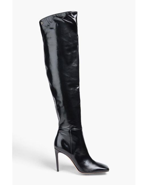 Gianvito Rossi Black Christina Glossed-Leather Over-The-Knee Boots