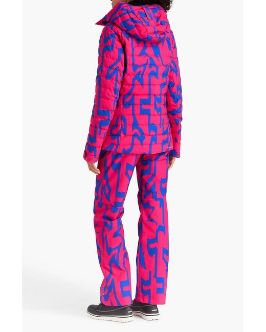 J.Lindeberg Red W Thermic Quilted Printed Hooded Down Ski Jacket