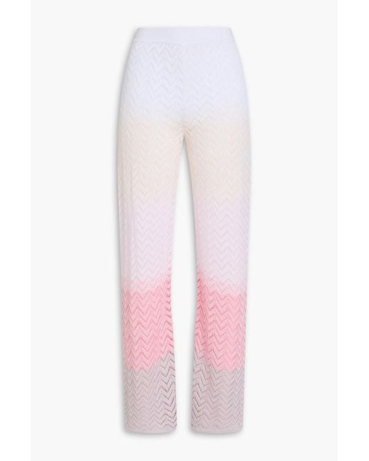 Missoni Pink Crochet-Knit Straight-Leg Pants