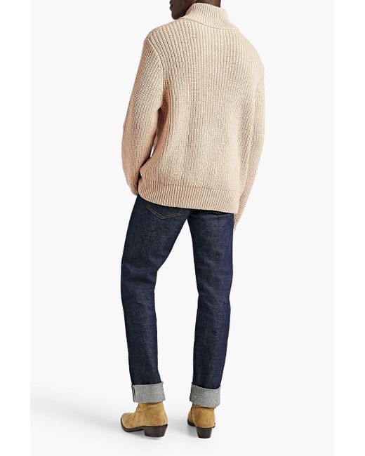 Sandro Natural Ribbed Wool-blend Half-zip Sweater for men