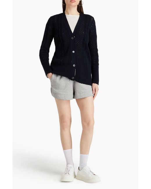 Thom Browne Blue Cable And Pointelle-knit Cotton Cardigan