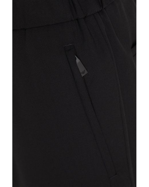 Emporio Armani Black Wool Drawstring Pants for men