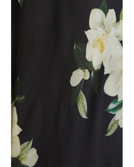 Zimmermann Black Floral-print Silk-organza Maxi Skirt