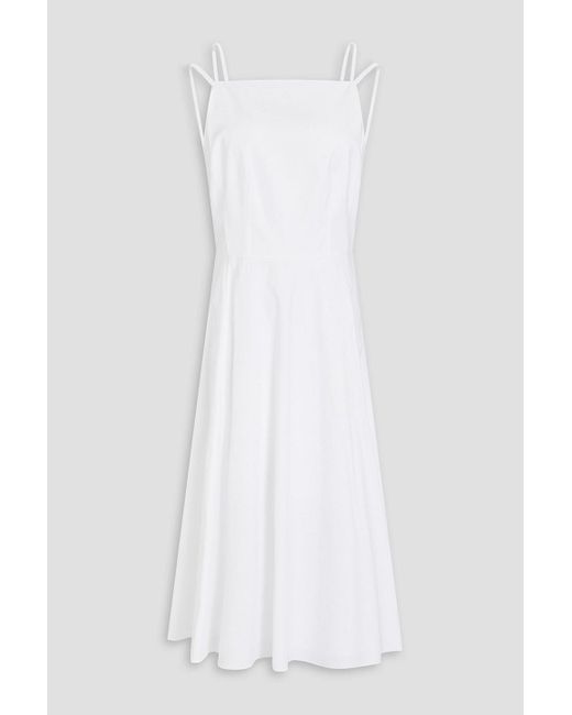 Theory White Cotton-blend Poplin Midi Dress