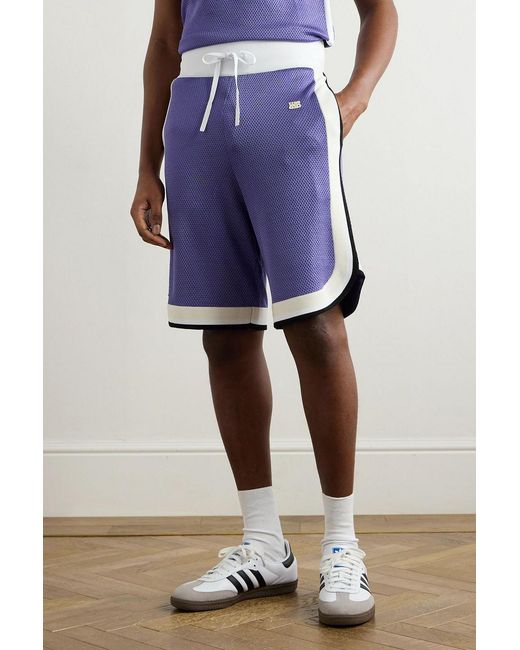 Wales Bonner Purple Rio Straight-Leg Logo-Appliquéd Knitted Drawstring Shorts for men