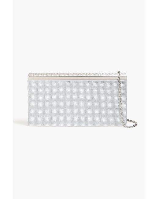Judith Leiber White Grace Crystal-Embellished Satin Box Clutch