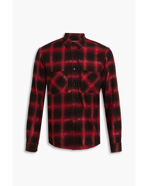 Amiri Red Checked Glitte Cotton-flannel Shirt for men