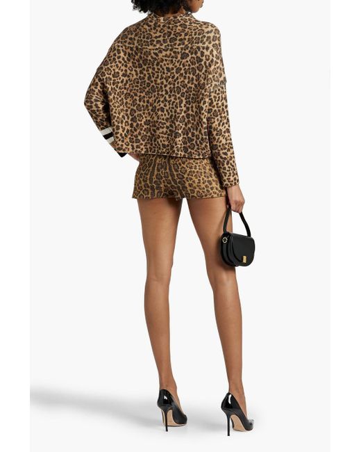 Valentino Garavani Natural Skirt-effect Leopard-print Wool And Cotton-blend Shorts