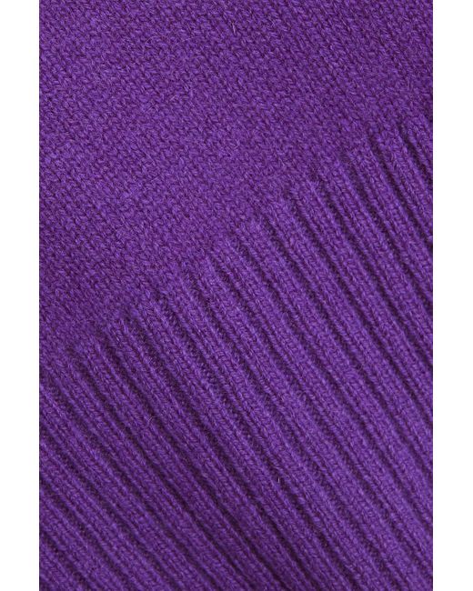 Maje Purple Intarsia-knit Cashmere-blend Turtleneck Sweater