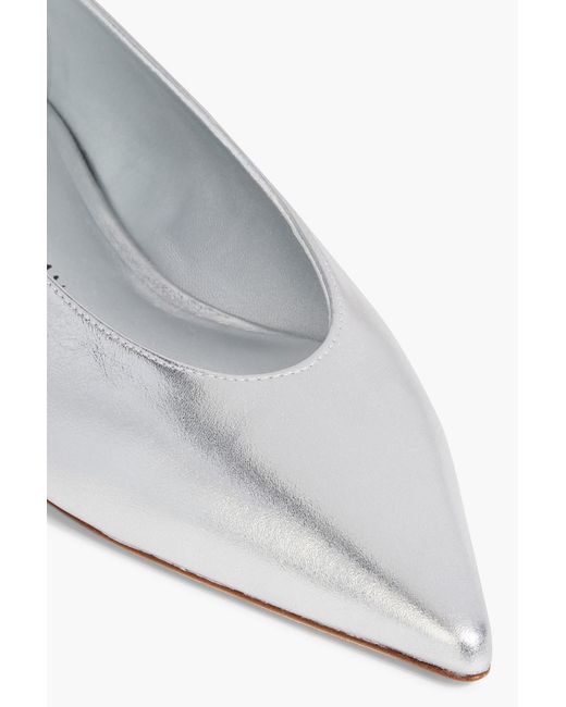 Stuart Weitzman White Lina Leather Point-Toe Flats