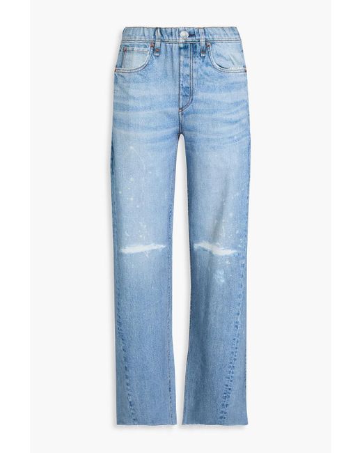 Rag & Bone Blue Miramar hose mit weitem bein aus baumwollfrottee mit print