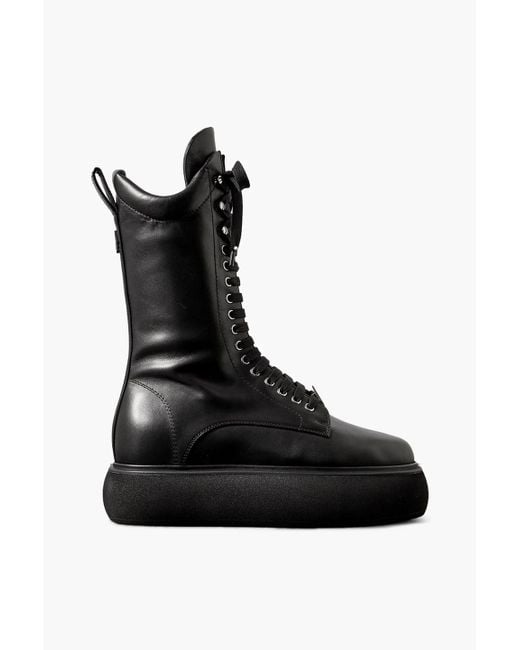 The Attico Black Selene Leather Platform Ankle Boots
