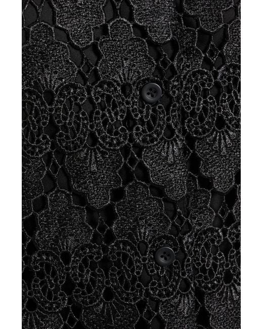 FRAME Black The Deco Crocheted Lace Mini Dress