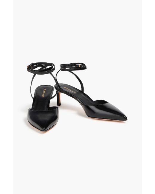 Veronica Beard Black Collette Glossed-Leather Pumps