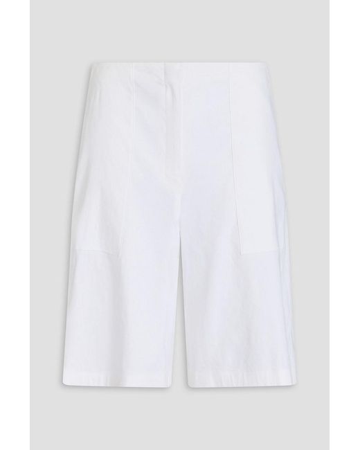 Theory White Linen-Blend Shorts