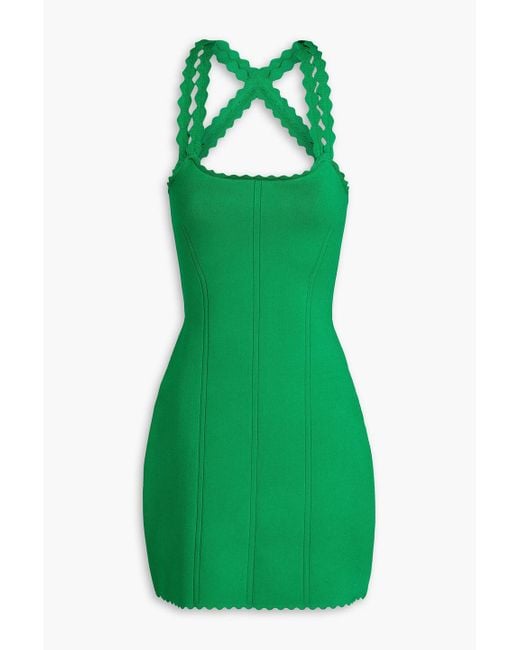 Victoria Beckham Green Scalloped Ponte Mini Dress