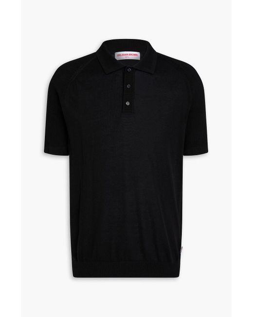 Orlebar Brown Black Zack Silk And Cotton-Blend Polo Shirt for men