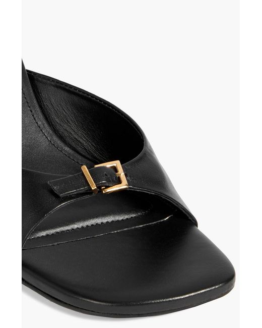 Jonathan Simkhai Black Carey Buckled Leather Mules