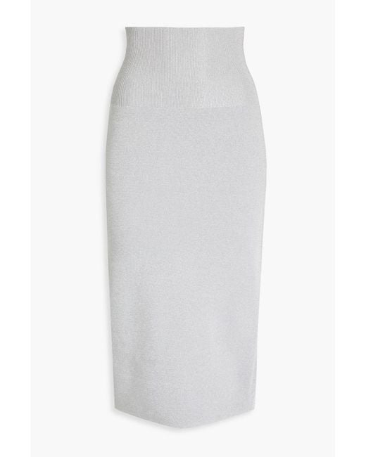 Victoria Beckham White Knitted Midi Skirt