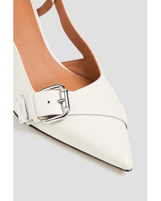 Maje White Leather Slingback Pumps