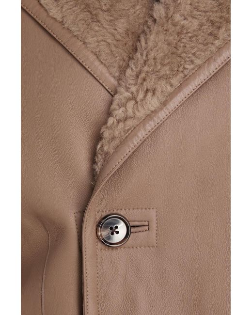 Theory Brown Double-breasted Reversible Shearling Jacket