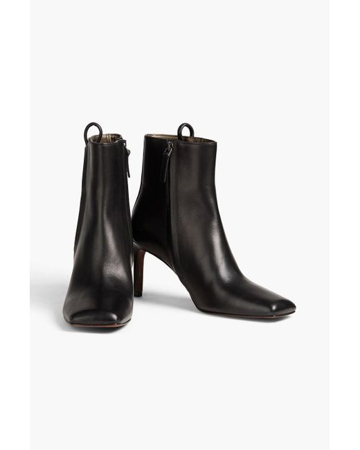 Brunello Cucinelli Black Bead-embellished Leather Ankle Boots
