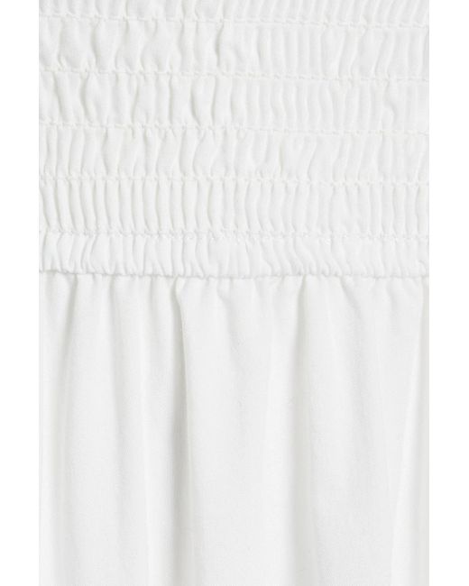 Caroline Constas White Haisley Strapless Shirred Cotton-blend Poplin Maxi Dress