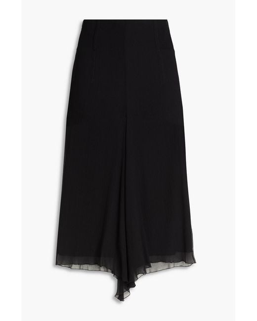 Victoria Beckham Black Silk-Crepon Midi Skirt