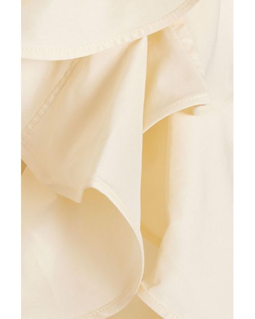 Palmer//Harding Natural Prosper kleid aus popeline aus einer baumwollmischung mit rüschen und gürtel