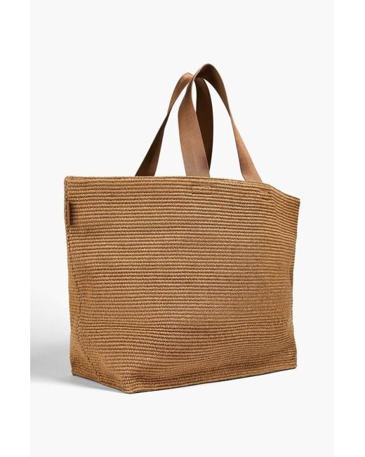 Sandro Brown Leather-Trimmed Raffia Tote for men