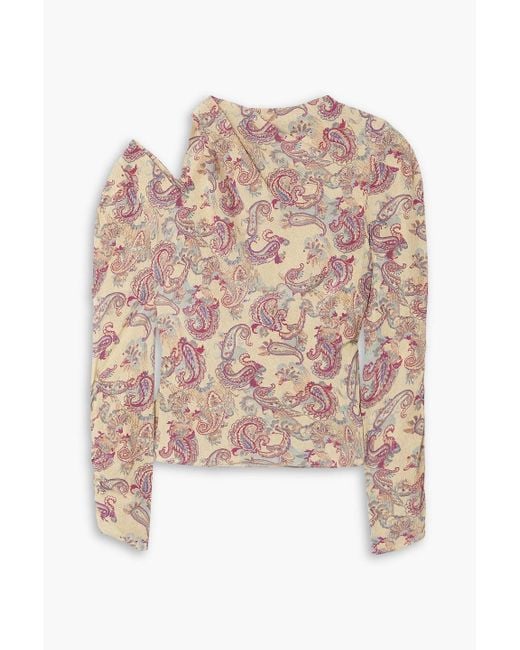 Isabel Marant Pink Torence Cutout Paisley-print Silk-crepe Blouse