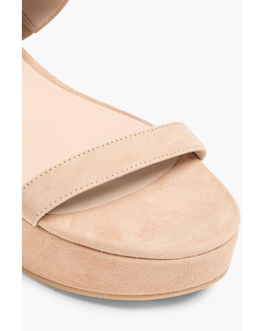 Stuart Weitzman White Suede Platform Mules