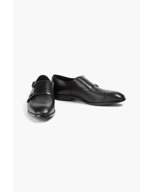 Bally Black Scardino Leather Monk-Strap Shoes for men