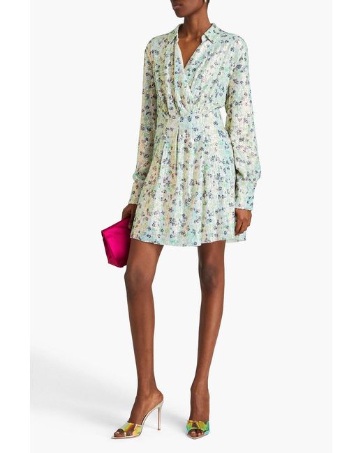 Stine Goya Blue Cille Sequined Printed Jersey Mini Dress